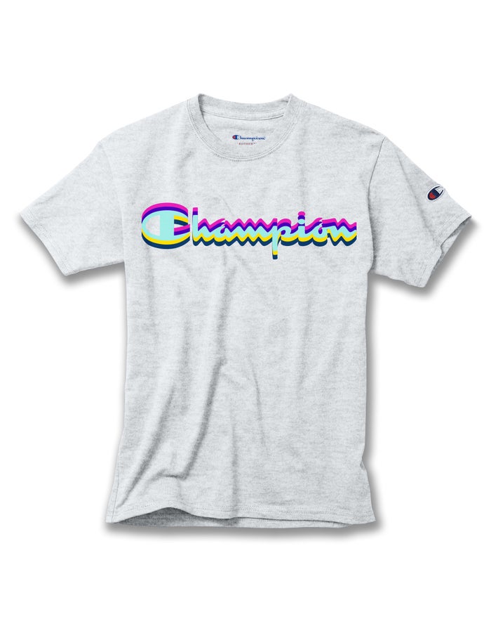 Champion Cotton Script Logo - Grå T-Skjorte Gutt - Norge 826TIODMW